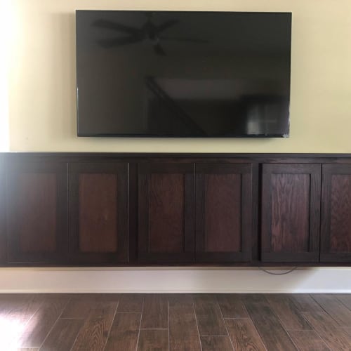 Floating entertainment center and Shelf | Furniture by A&W Woodworking