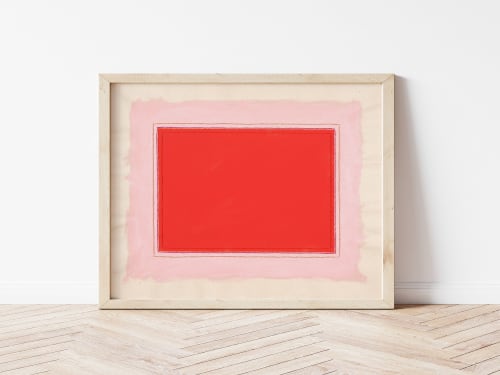 Pink and Bright Red Abstract Minimalist Art Print | Prints in Paintings by Emily Keating Snyder