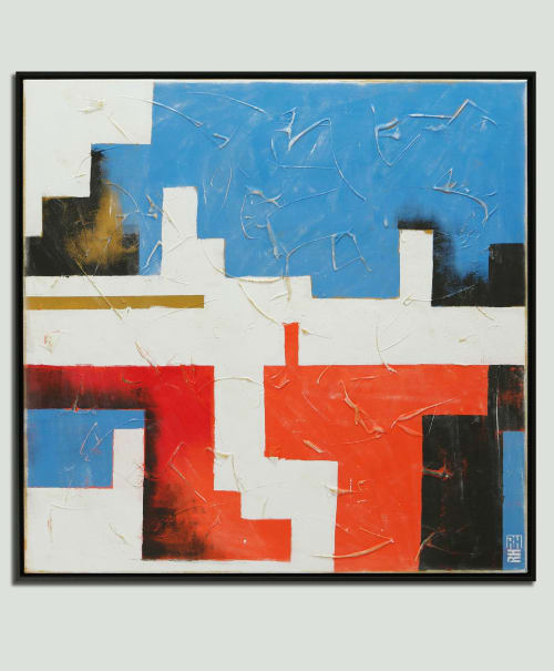 Orange Mix - Incl Frame | Oil And Acrylic Painting in Paintings by Ronald Hunter | Roxier Art Gallery in Rotterdam