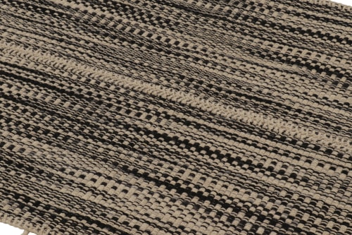 Rug & Kilim's Accent Kilim, Beige and Black Textural Stripes | Area Rug in Rugs by Rug and Kilim