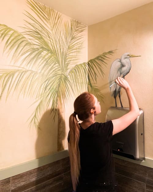Birds and Palm Trees Mural | Murals by Art by Andrea Ehrhardt | Islamorada Fish Company in Dania Beach