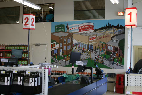 Continental Sales Mural | Art & Wall Decor by Joe Mills Illustration | Continental Sales “Lots 4 Less” in Chicago