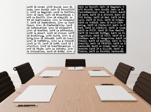 Love Is/Hate Is Duo | Prints by Joanie Landau | Needle | Cuda: Divorce and Family Law in Westport
