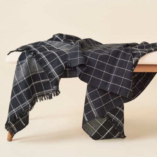 Charco Black White Checks Organic Cotton Throw