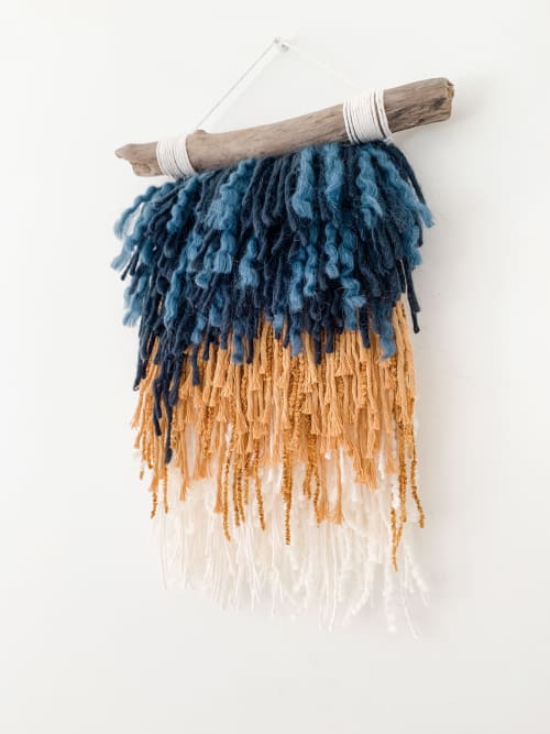 Blue & gold rya weave | Wall Hangings by Minttu Fibre Arts