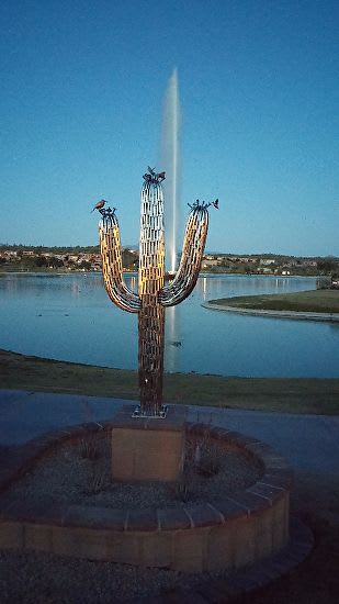 Spirit of the Saguaro | Public Sculptures by Don Kenworthy | Fountain Lake in Fountain Hills