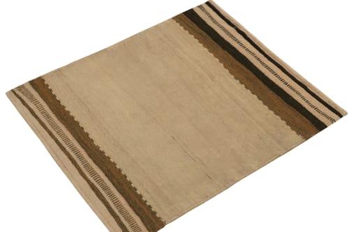 1980s Vintage Kilim Sofreh rug in Beige-Brown, Open Field | Rugs by Rug and Kilim