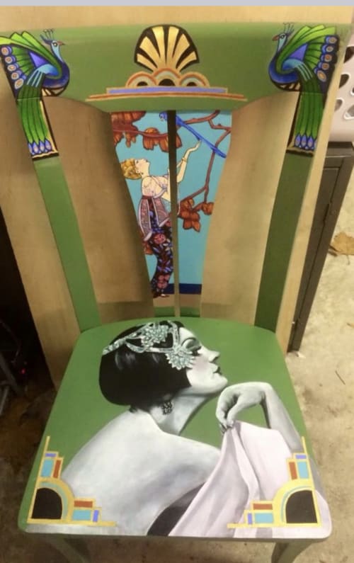 Custom painted chair for a “Roaring Twenties” themed charity | Chairs by Maureen Hudas | Orlando Museum of Art in Orlando