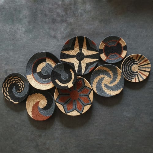 wall plate,Wicker Wall Tray, Boho Wall Decor | Decorative Objects by Sarmal Design