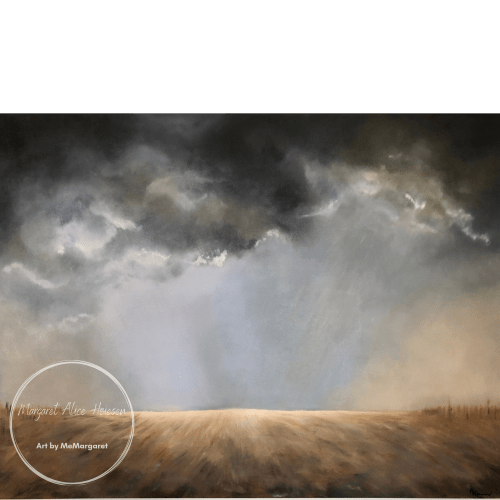 Light over field.  SOLD | Oil And Acrylic Painting in Paintings by Margaret Alice Høiesen