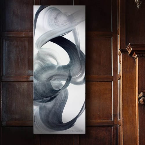 Grace - flowing black and white abstract on canvas | Paintings by Lynette Melnyk