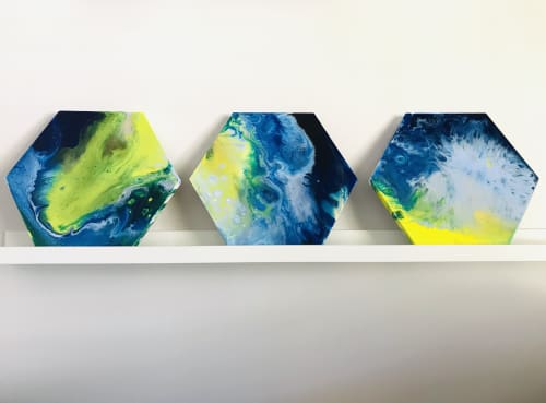 Hexagonal Summer Series I, II & III | Paintings by Virginia Burke | Dr Beldholm - Body Contouring Surgeon in Lorn