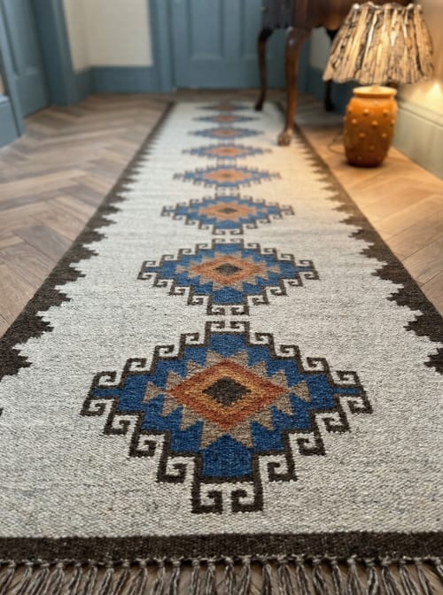 Handwoven Woolen Stair Runner Rug | Rugs by Evergreen Carpets