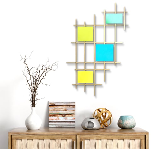 "Axial" Glass and Metal Wall Art Sculpture | Wall Sculpture in Wall Hangings by Karo Studios