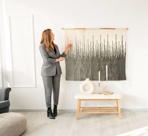 5 shades of gray tapestry | Wall Hangings by Lale Studio