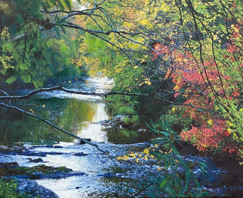 Tranquility Mixed Media Painting Gallery Wrap Canvas | Oil And Acrylic Painting in Paintings by Strokes by Red - Red (Linda Harrison)