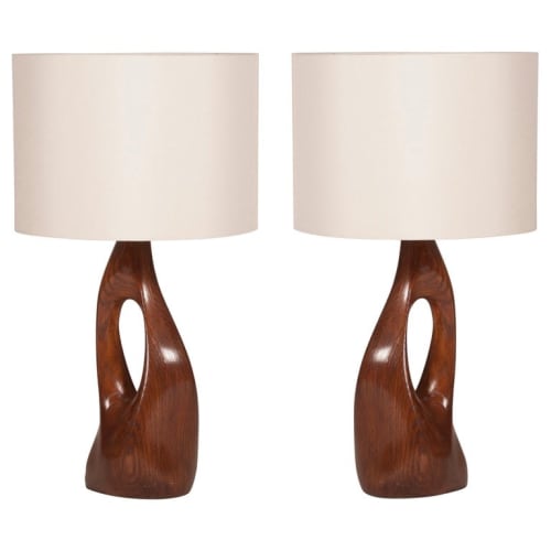 Amorph Helix Table Lamp, Solid Wood, Walnut Finish w/ Ivory | Lamps by Amorph