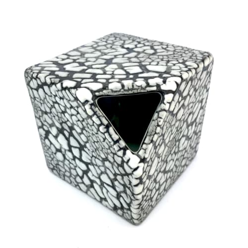 White crackle cube vase | Vases & Vessels by Pierre Bounaud Ceramics