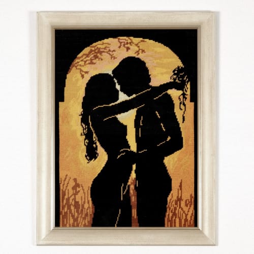 Framed Honeymoon (Lune de Miel) Needlepoint | Wall Hangings by Hiraeth Ceramics