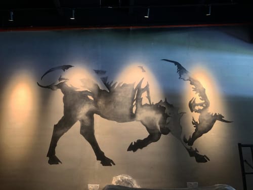 Buffalo Water Ink Art By Two Art 贰 畫咖 At La Olla Tapas Bar Masai Wescover Murals