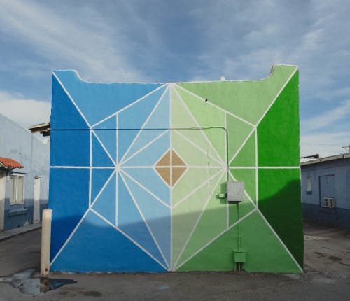Geometric mural | Murals by Bylizetstudio | Del Norte Courts Motel in El Paso