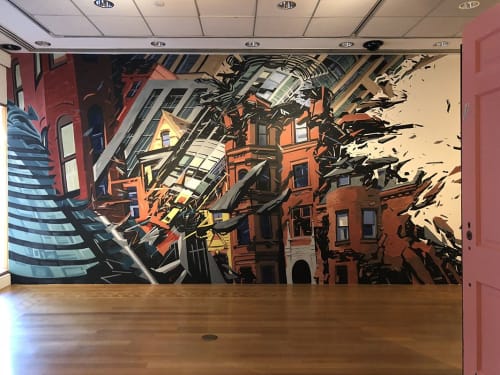 Falling Not Flying | Murals by Rodrigo Pradel | Inter-American Development Bank - Enrique V. Iglesias Auditorium, in Washington