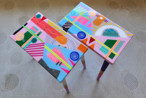 Hand Painted Retro Design Furniture,Colorful Resin Art Table | Coffee Table in Tables by Epoxy Coffee Table Shop