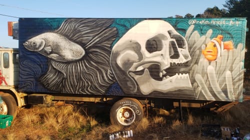 School Bus Graveyard - Box Truck Mural | Murals by Drake Arnold
