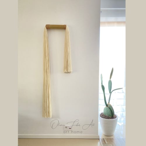 Ecru tassel / bamboo | Tapestry in Wall Hangings by Olivia Fiber Art