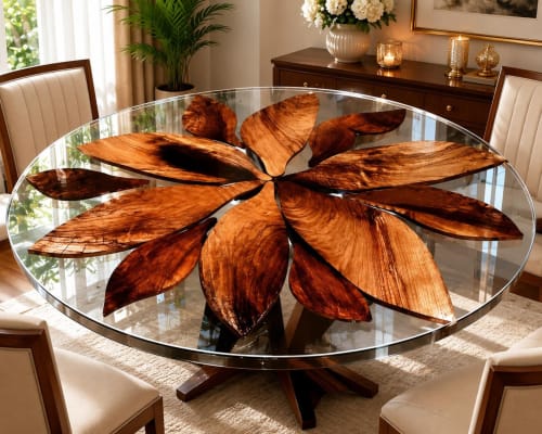 Clear Epoxy Dining Table, Rustic Look Resin Table Top | Tables by Innovative Home Decors