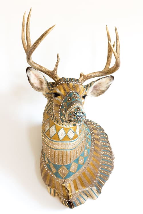 Embellished Deer | Wall Sculpture in Wall Hangings by Cassandra Smith
