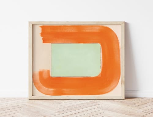 Pale Green & Orange Abstract Color Field Art Print | Paintings by Emily Keating Snyder