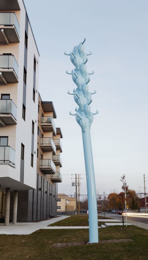 LA TRAJECTOIRE | Public Sculptures by COOKE-SASSEVILLE | Loisirs Du Jardin in Québec