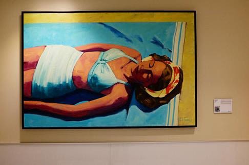'Beach Serenity', 48"x72", original oil painting | Paintings by T.S. Harris aka Tracey Sylvester Harris | Delta Sky Club in San Francisco