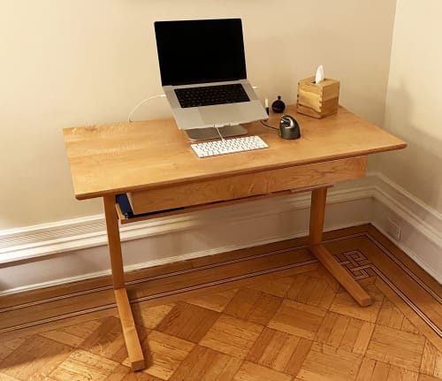 Maple Cantilevered Desk with Angled Front | Tables by Simon Metz Woodworking