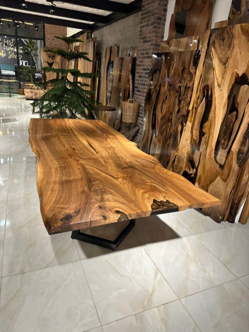 Custom Live Edge Walnut Wood Epoxy Resin Table by Gül Natural Furniture