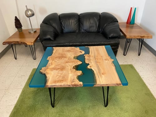 Big Leaf Maple Burl Resin River Coffee Table - Epoxy & Wood | Tables by Carlberg Design