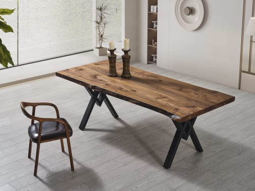 Solid Walnut Table - Wood Table - Rustic Wooden Table | Dining Table in Tables by Tinella Wood