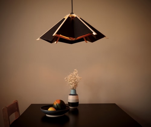 "The Hanging Garden" Wood & leater lampshade | Pendants by Atelier C.U.B