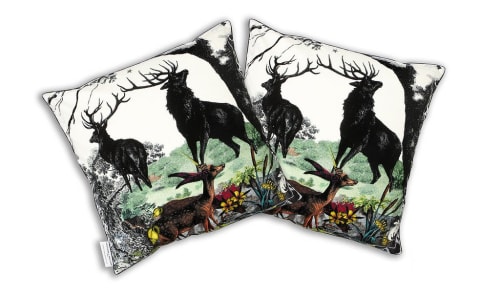 “Twin Stag Cushion” | Pillows by Kristjana S Williams