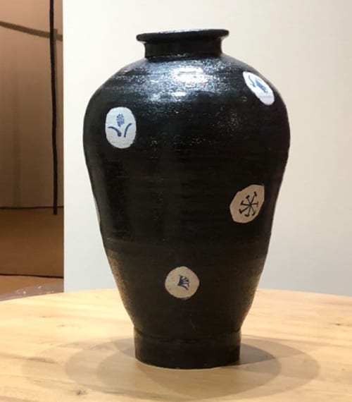 Black Vase with Blossom Design | Vases & Vessels by Jordan McDonald Ceramics