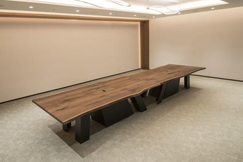 Massive Live-edge Walnut Conference Tables with AV features | Tables by Sprue Bespoke Furniture