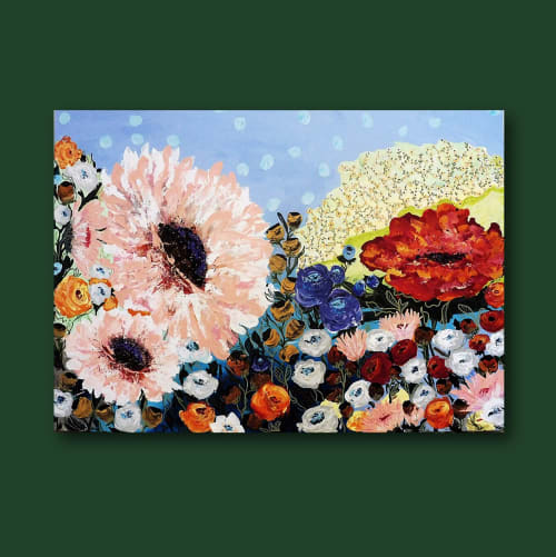 FLORAL EXPLOSION - large floral painting | Paintings by Marinela Puscasu