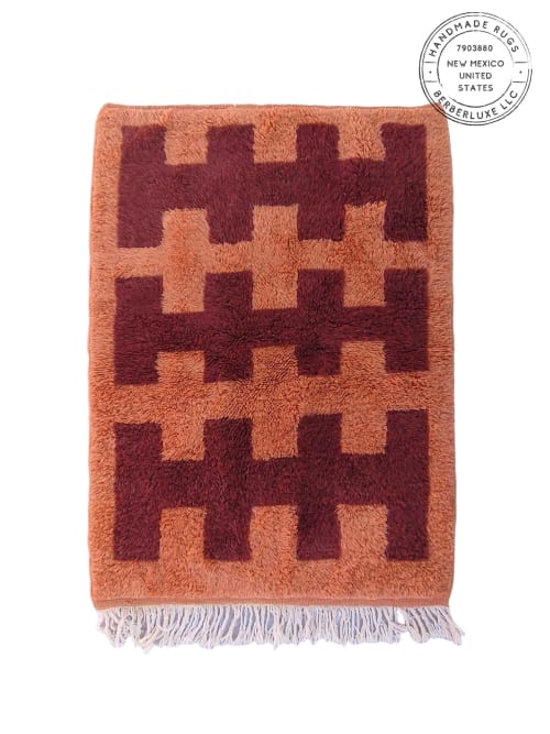 Terracotta Beni Ourain Style Rug – Handmade Moroccan Wool | Rugs by Berber Luxe
