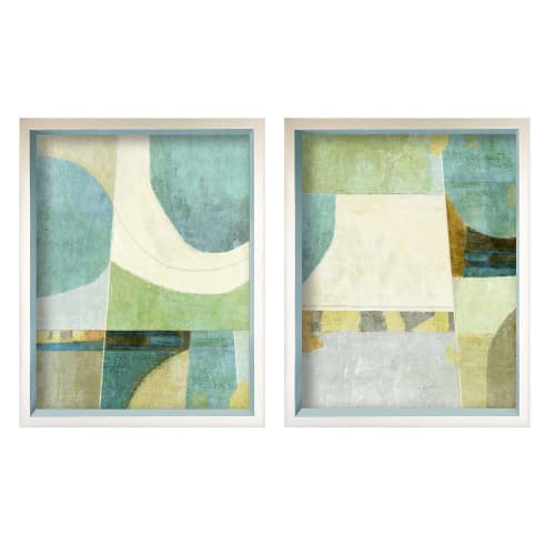 Framed Abstract Giclee Set (2) in Soft Greens | Prints in Paintings by Suzanne Nicoll Studio