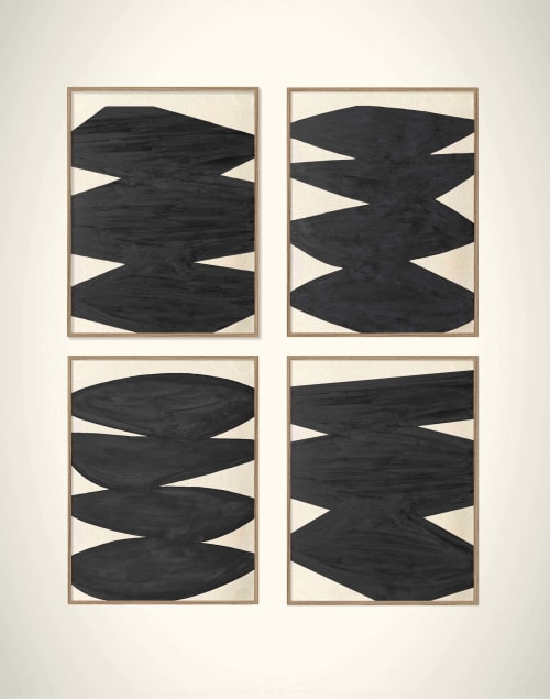 "Affirmations in Black"  Set of 4 Abstract Paintings | Paintings by Nicolette Atelier