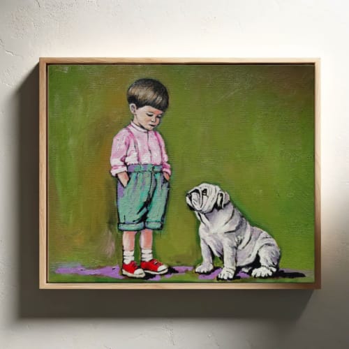 Boy and Dog | Paintings by Serge Bereziak