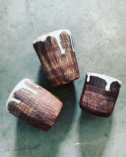 wood tumblers | Cups by Three Stars and A Sun Ceramics | Private Residence, Asheville in Asheville