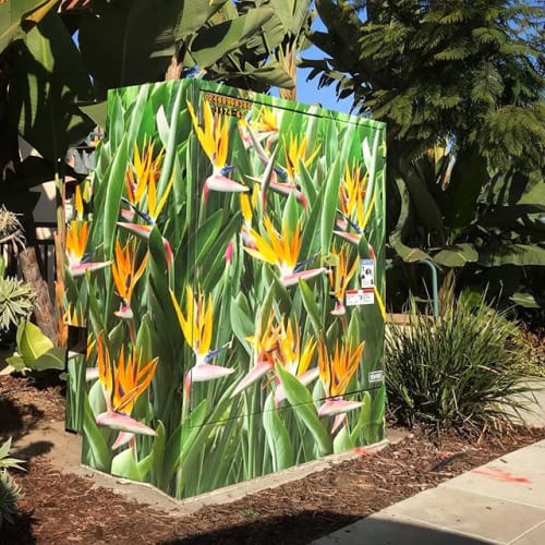 Birds of Paradise | Public Mosaics by Utility Box Wraps by Lee Sie