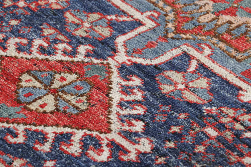 Rug & Kilim’s Tribal Rug in Blue and Red with Primitivist | Rugs by Rug and Kilim